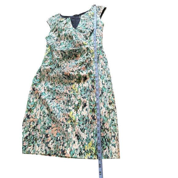 Adrianna Papell Dress Floral Splatter Print Easter Spring Ruched Sheath Size 8 - Picture 11 of 11